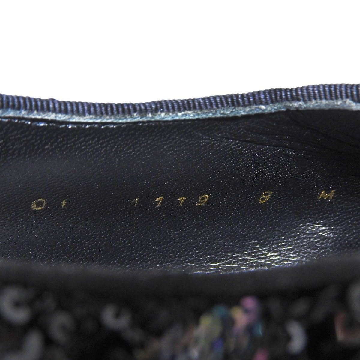 Louis Vuitton Sequin Monogram Whole Cut Dress Shoes Black 8 — view 7