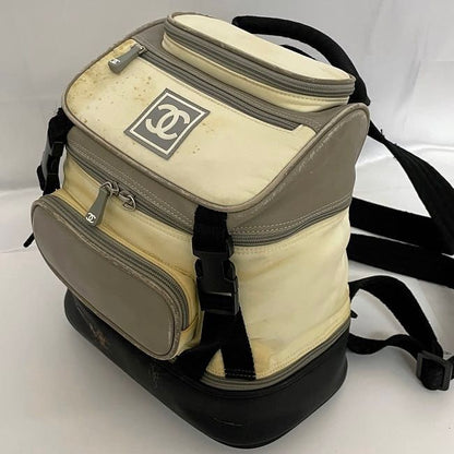 Chanel Backpack Gray White Black Sport A03595 With A Reason