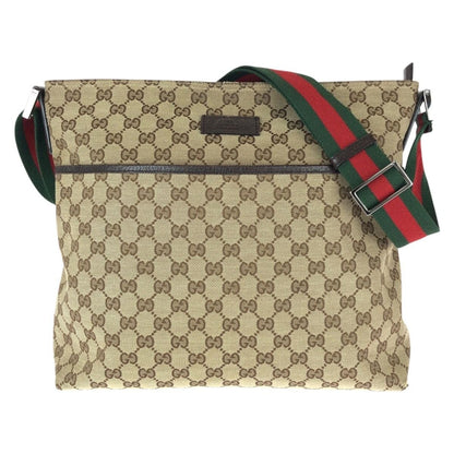 Gucci Sherry Line GG Pattern Beige Brown Canvas Leather Shoulder Bag
