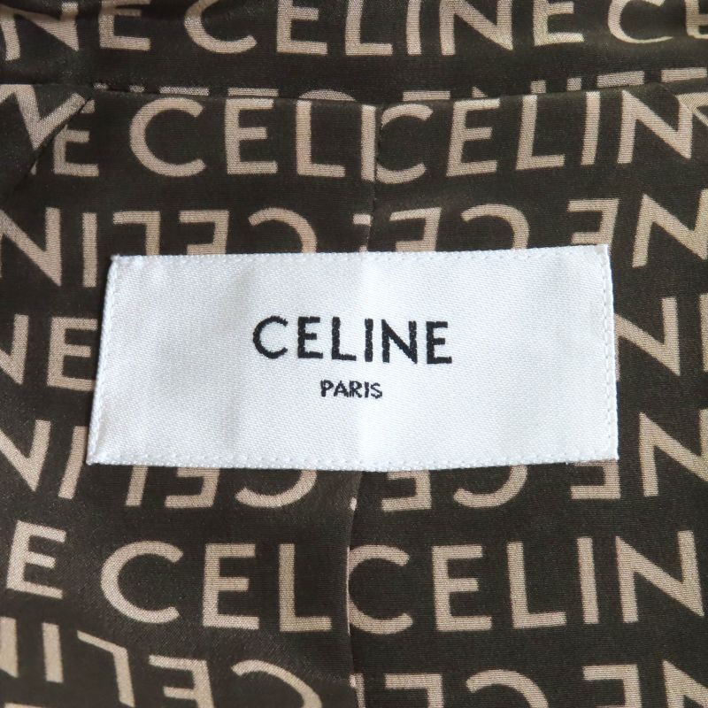 Celine 2v19j983q 100% Silk Eddy Triomphe Button Full Logo Design Collarless