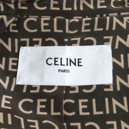 Celine 2v19j983q 100% Silk Eddy Triomphe Button Full Logo Design Collarless