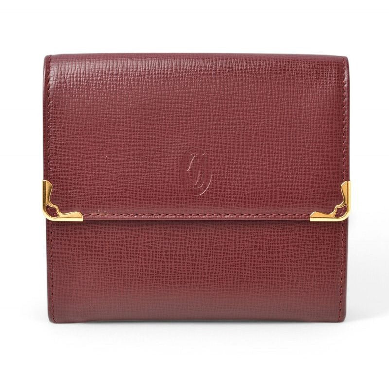Cartier Wallet Fold Vintage Double Hook Must de Cartier Bordeaux