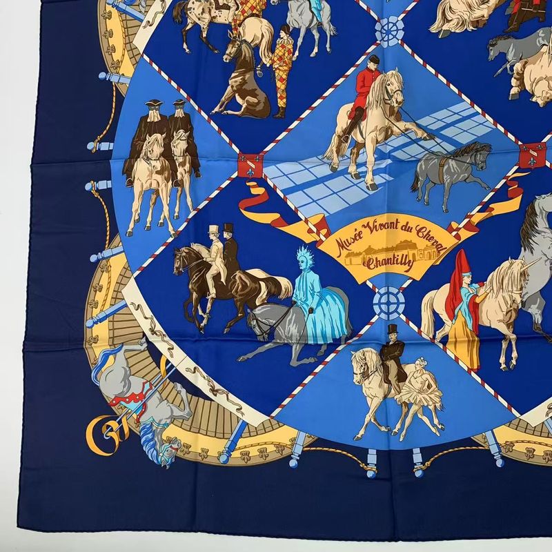 Hermes Carre 90 Scarf Silk Musee Vivant Du Cheval Chantilly Chien Thieu Castle