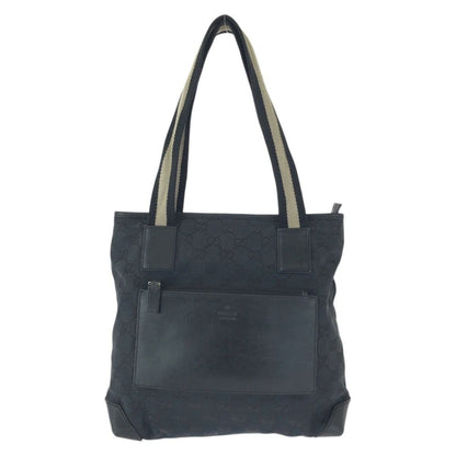 Gucci Black Silver GG Canvas Leather 019 Tote Shoulder Bag