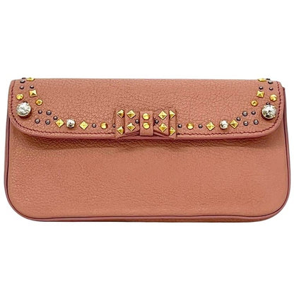 Miu Miu Miu Clutch Ribbon Handbag 194 Leather View Pink