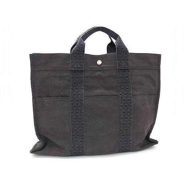 Hermes Tote Her Line MM Gray Canvas Silver Hardware
