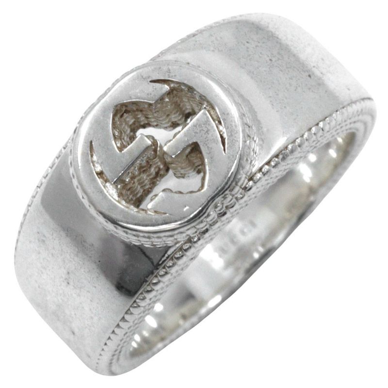 Gucci Interlocking G Silver 925 9.5 Ladies 8.5g Ring