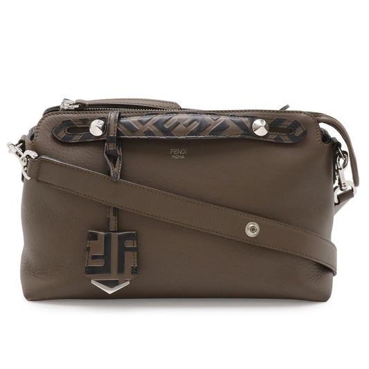 Fendi by the Way 2-Way Shoulder Bag Logo Handle Leather Brown