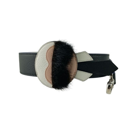 Fendi Strap You Karlito Black Leather Shoulder Silver Handbag