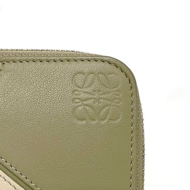 Loewe Round Zipper Long Wallet Beige Light Blue Puzzle