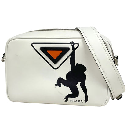 Prada Logo Shoulder Bag Leather White
