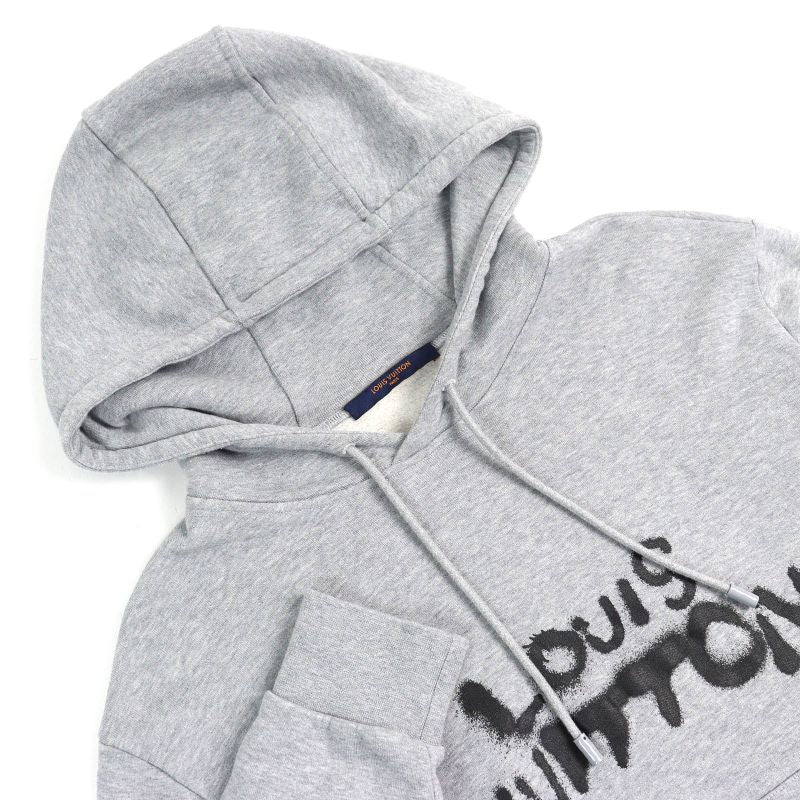 Louis Vuitton 21AW Neon Working Man 100% Cotton Logo Print Pullover Hoodie Grey