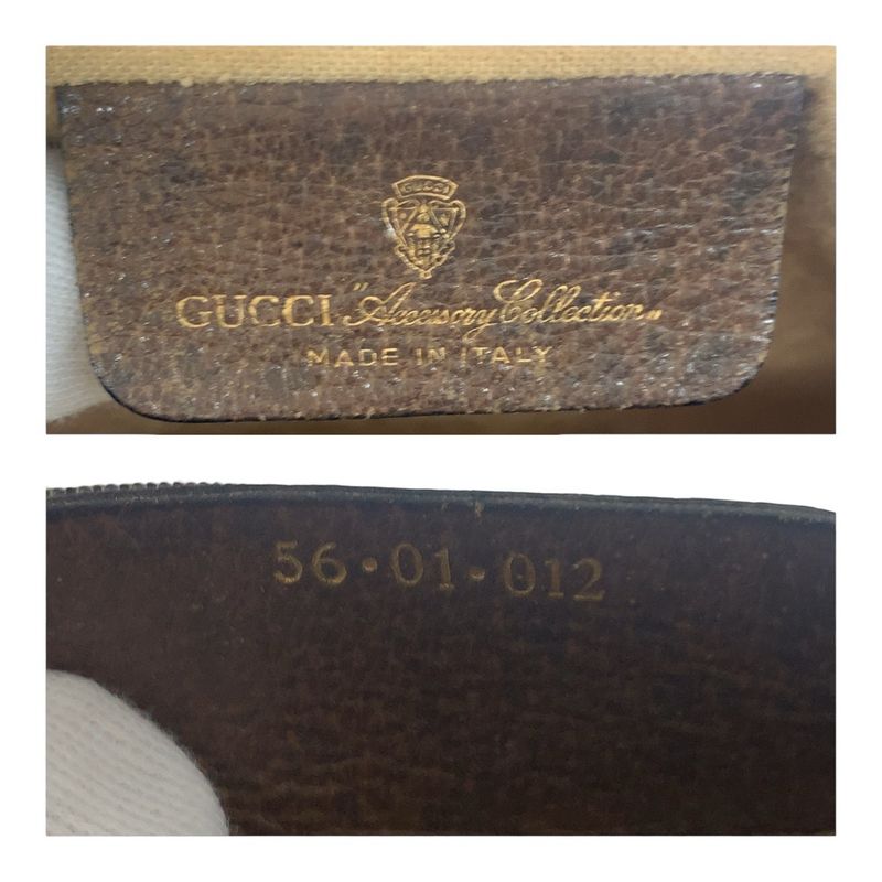 Gucci Vintage Sherry Line Old Gucci Beige GG Supreme Canvas/leather Clutch Bag