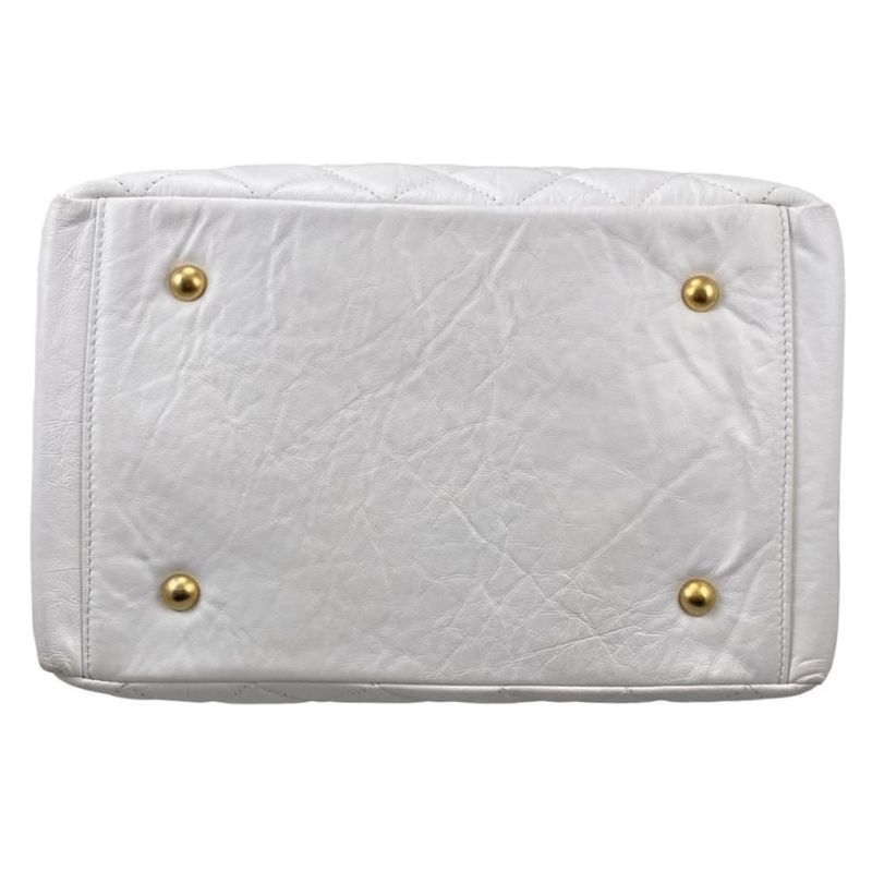 Chanel As3740 Beau Ring Bag Calf Handbag Shoulder Bag Random Plate White Gold