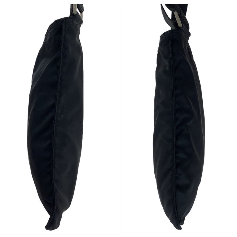 Prada Tessuto Triangle Logo Plate Black Silver Hardware Nylon Crossbody