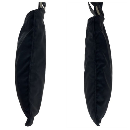 Prada Tessuto Triangle Logo Plate Black Silver Hardware Nylon Crossbody