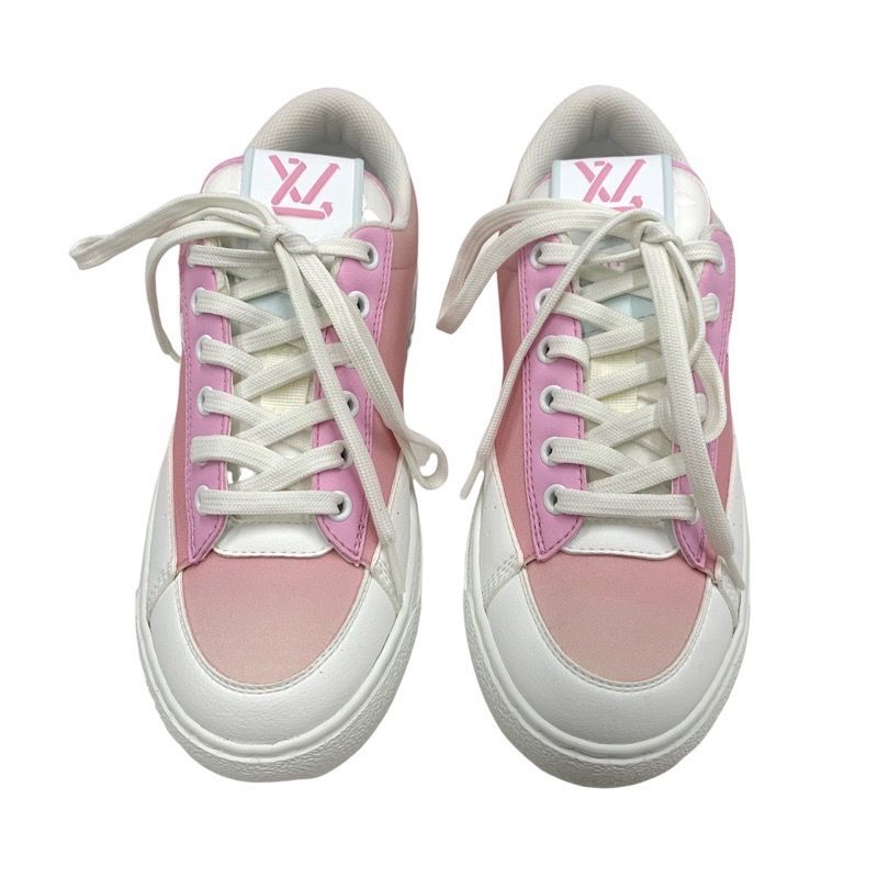 Louis Vuitton Charlie Line Monogram Sneakers Shoes Fabric Leather Pink White