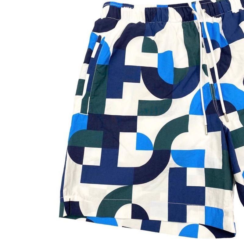 Hermes Half Pants Swim Trunks Size S Total White Blue Green Hermes