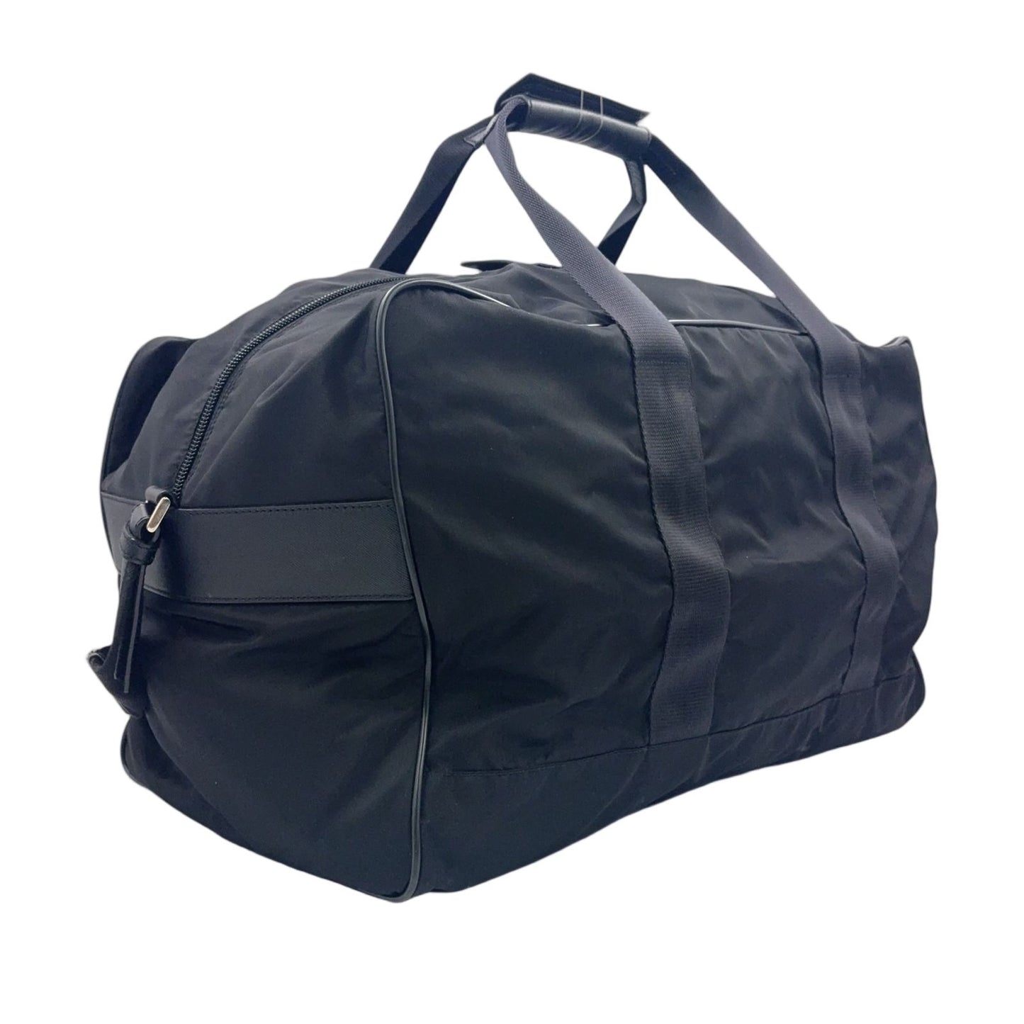 Prada 2-Way Shoulder Leather Nylon Black Boston Bag Silver — view 2