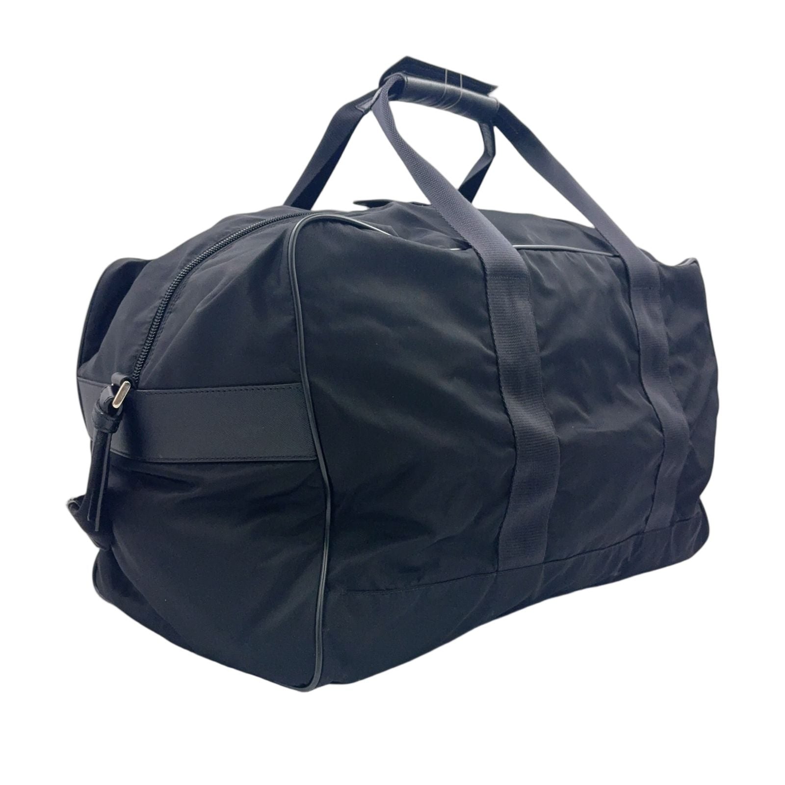 Prada 2-Way Shoulder Leather Nylon Black Boston Bag Silver — view 2