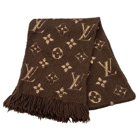 Louis Vuitton Scarf Echarpe Logomania Shine M71383 Monogram Brown Gold Louis
