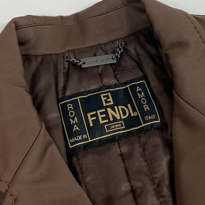 Fendi Chester Coat Long Padded Batting with Logo Buttons Brown — view 8