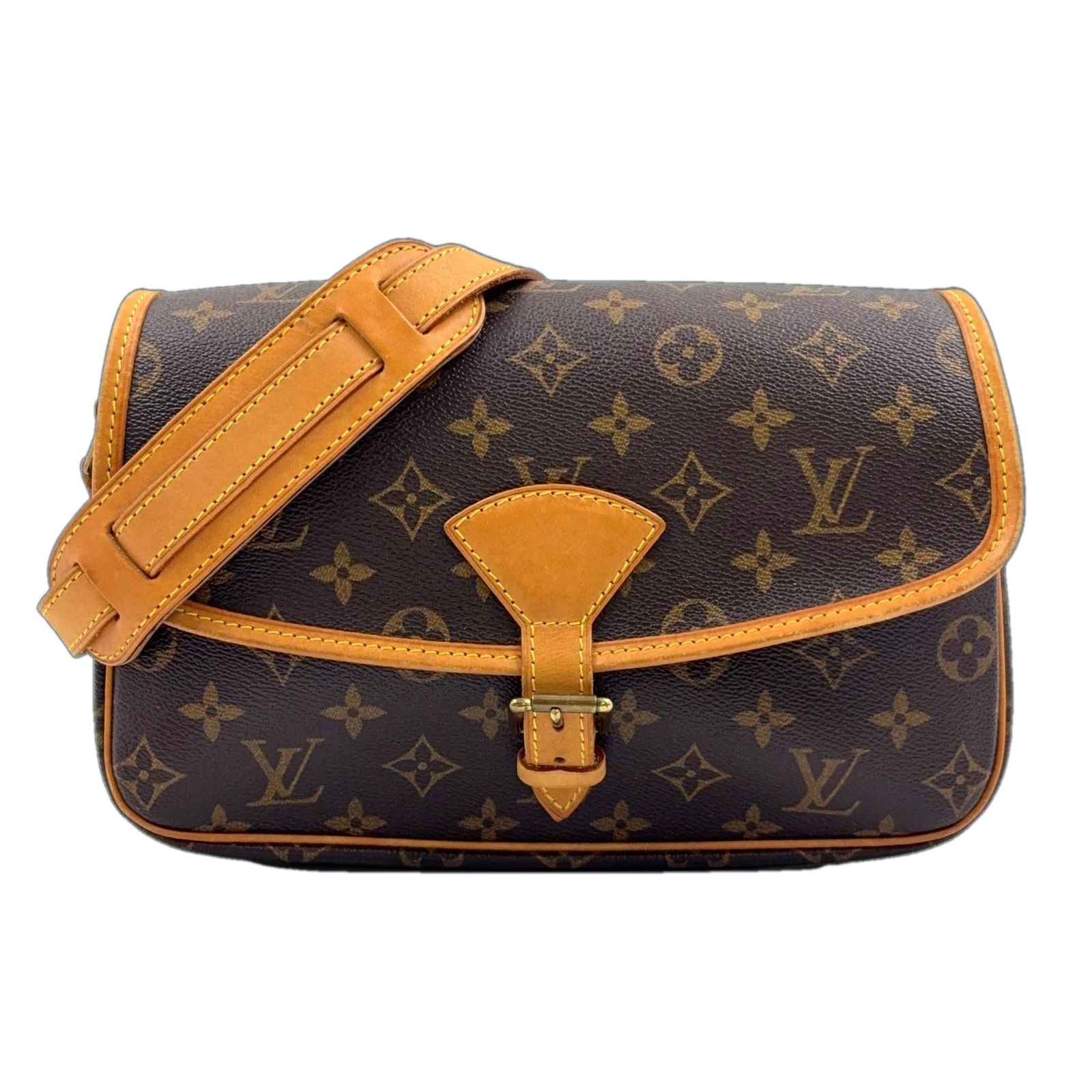 Louis Vuitton Sologne Monogram Leather Brown Shoulder Bag Gold