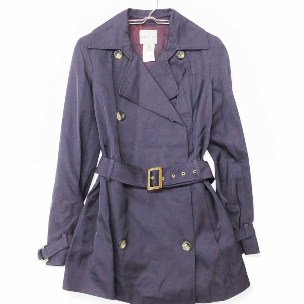 Celine Trench Coat Double Belt Nylon Purple