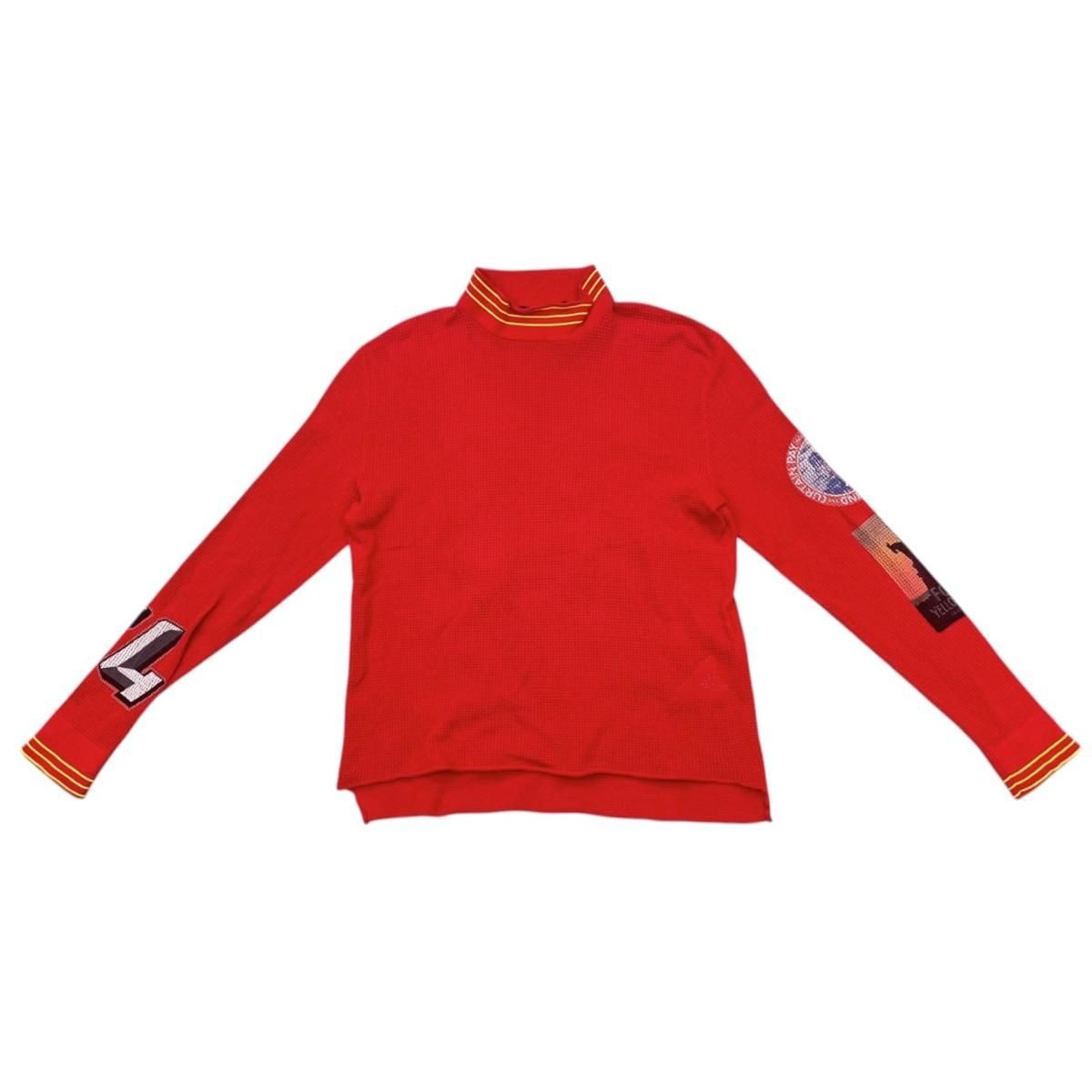 Louis Vuitton Sweater High Neck Long Sleeve Knit XS Lvlogo Back Print Red