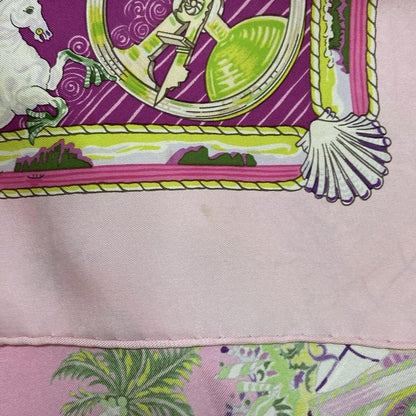 Hermes Scarf Carré 90 Light Pink Yellow Green And Multi PER Astra AD Astra