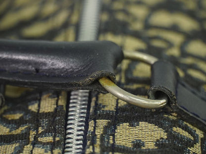 Authentic Christian DIOR Trotter Boston Bag Handbag Travel Bag Canvas Navy