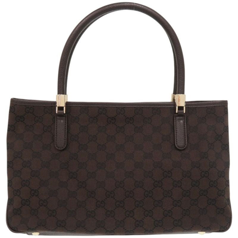 Gucci GG Canvas Gold Hardware Brown Tote Bag 0790