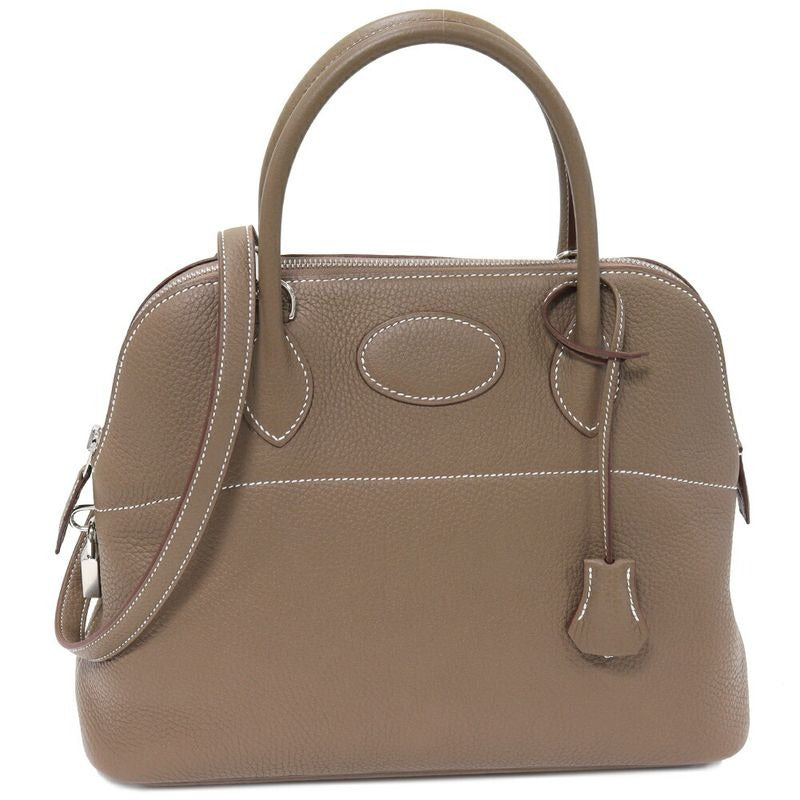 Hermes Shoulder Bag Bolide 31 Taurillon Cles Mance Etoupe Silver
