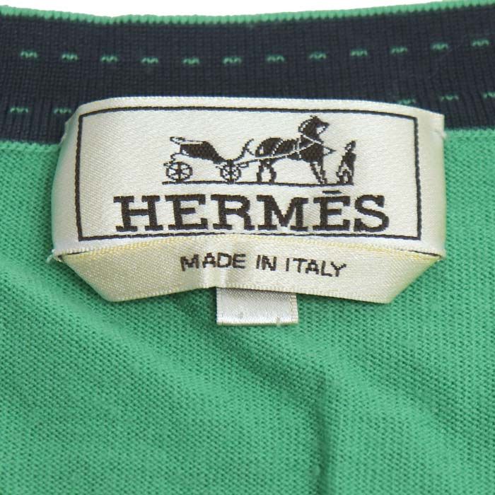 Hermes Long Sleeve Crew Neck Knit Green Light Green M Men's Used