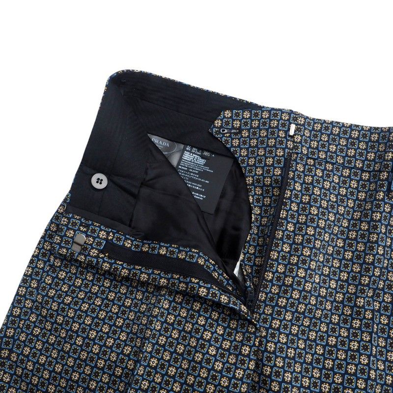 Prada Pants Size 38S Stretch Full Pattern Center Press Roll Up 20250218 Ra3425