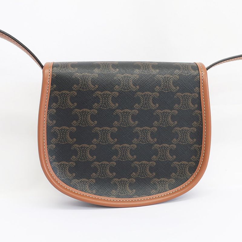 Celine Mini Bouzas Shoulder Bag Triomphe Brown Gold Hardware Leather