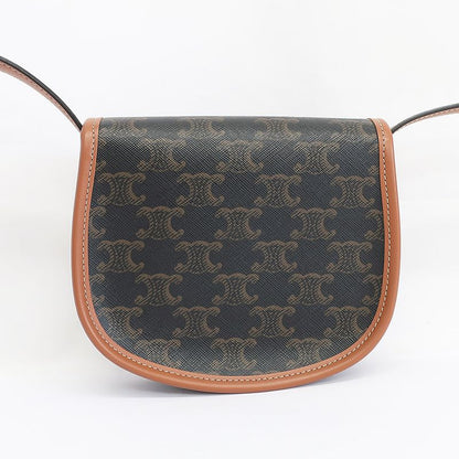 Celine Mini Bouzas Shoulder Bag Triomphe Brown Gold Hardware Leather