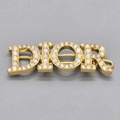 Dior Dioevolution Logo Barrette Hair Clip Width White Crystal Signature Gold