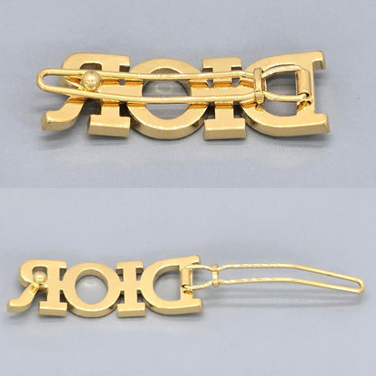 Dior Dioevolution Logo Barrette Hair Clip Width White Crystal Signature Gold — view 4