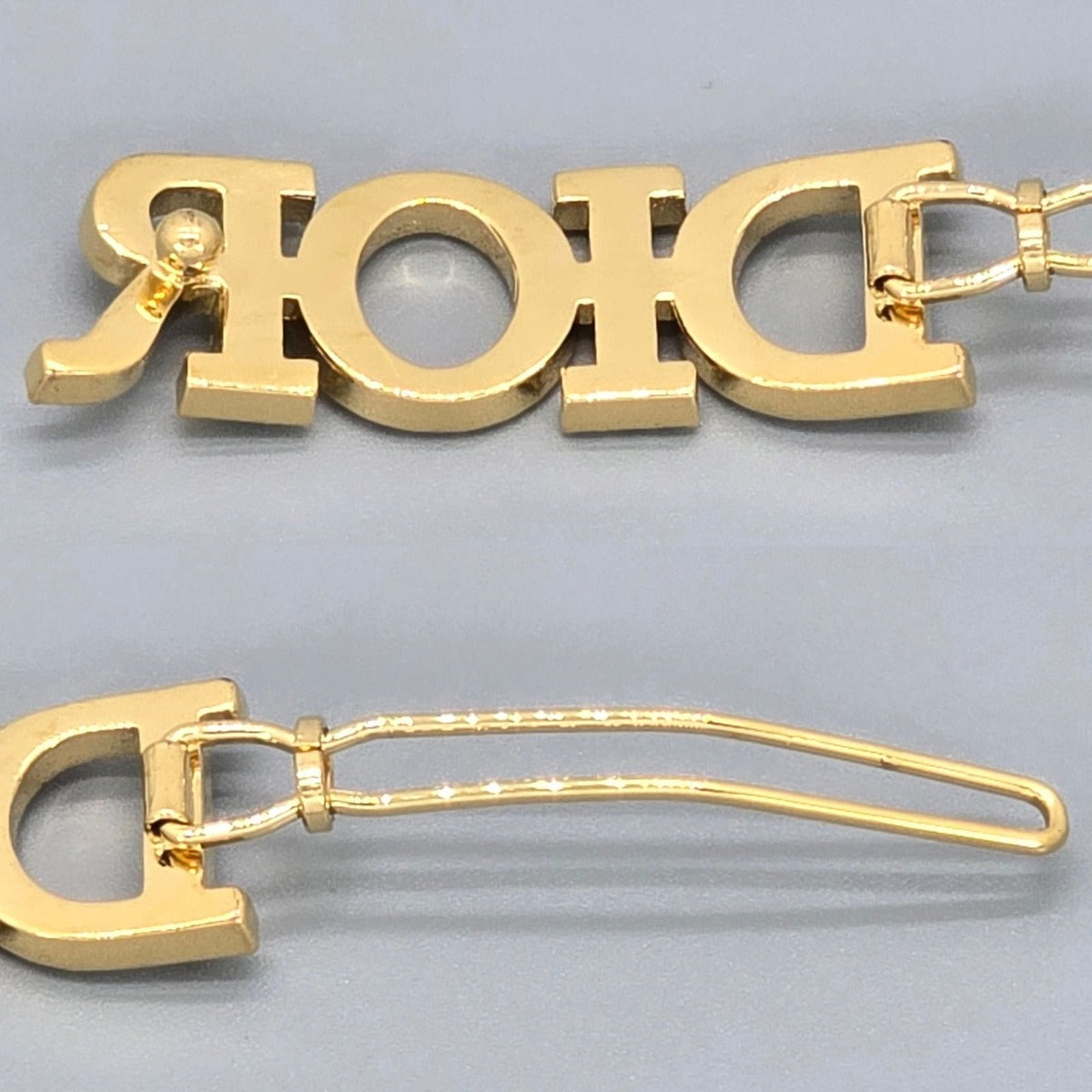 Dior Dioevolution Logo Barrette Hair Clip Width White Crystal Signature Gold — view 5