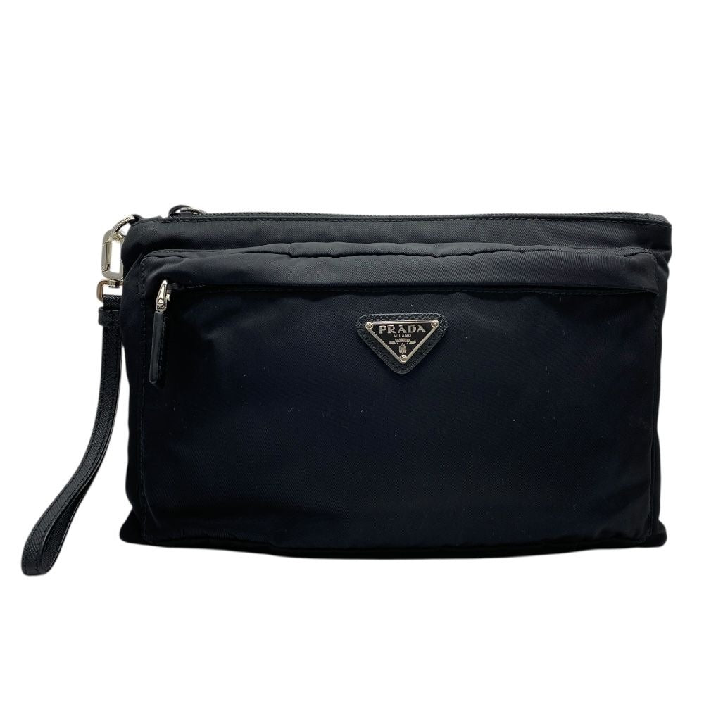Prada Clutch Pouch Multi Case Triangle Logo Nylon Black