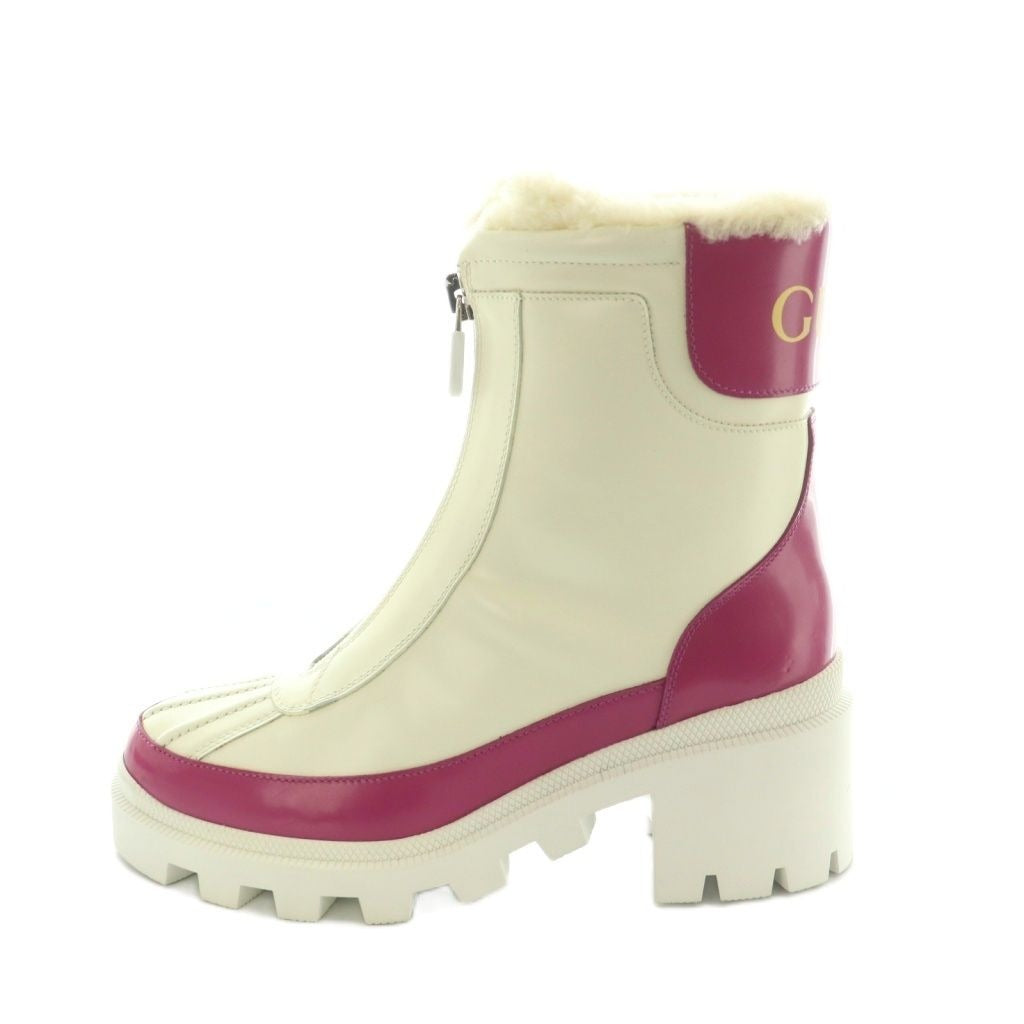 Gucci Magnum Short Boots Thick Sole 36 Ivory Magenta Pink