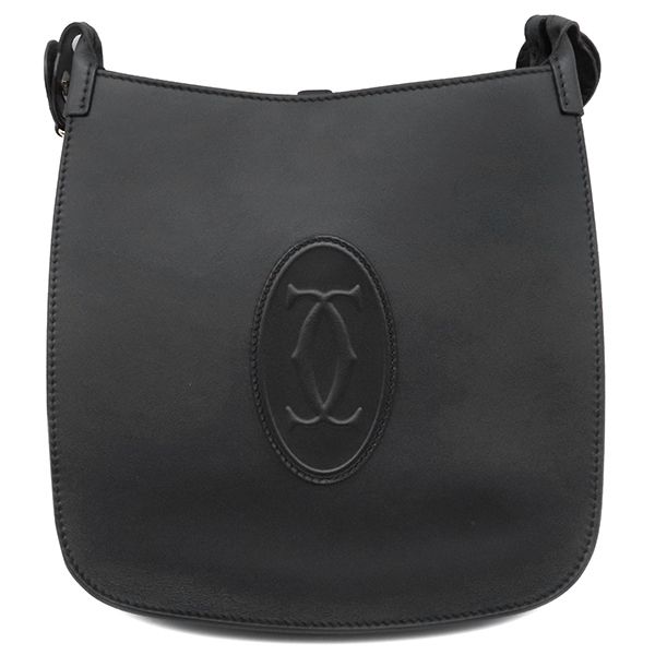 Cartier Shoulder Bag Hobo Bag Sm Leather Black Gold Hardware Must de Cartier