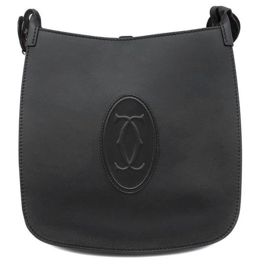 Cartier Shoulder Bag Hobo Bag Sm Leather Black Gold Hardware Must de Cartier