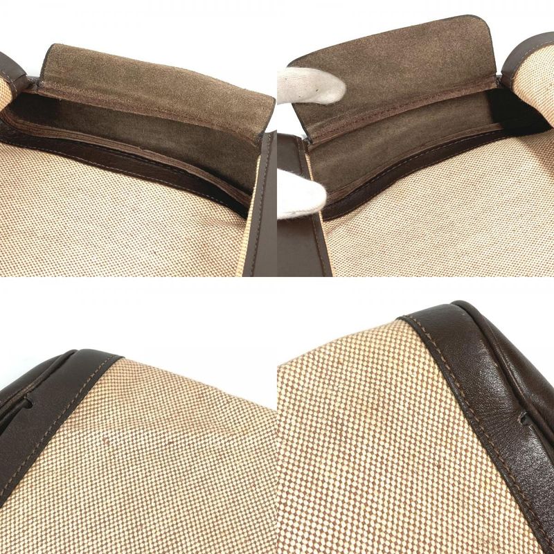 Hermes Clutch Bag Equi Leather / Canvas Beige