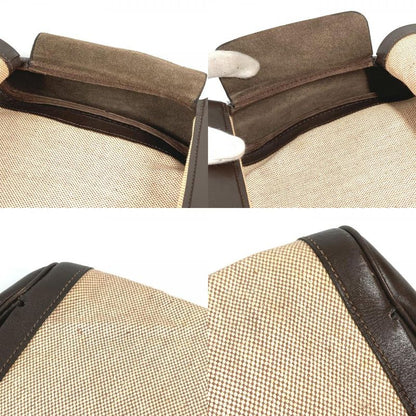 Hermes Clutch Bag Equi Leather / Canvas Beige