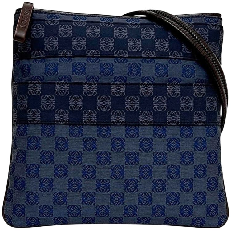 Loewe Shoulder Bag Repeat Anagram Crossbody 330.80.003 Canvas Leather Navy Blue