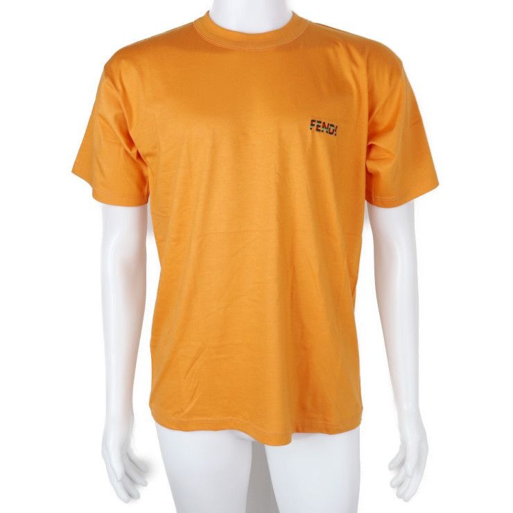 Fendi Short Sleeve T-Shirt 100% Cotton Orange Maglia Cut And Sewn Vintage Logo