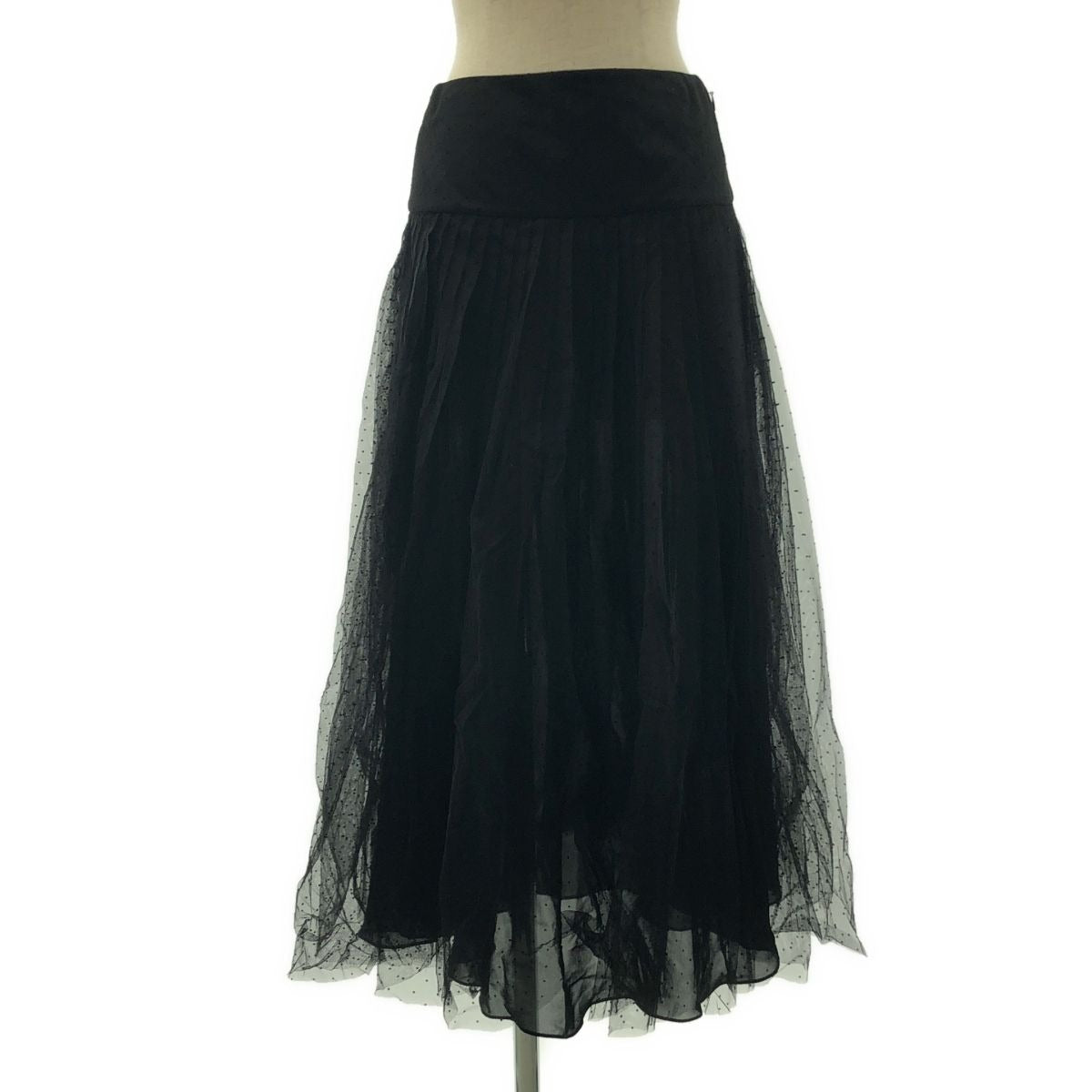 Dior Dot Pleats Plume Posture Skirt 36 Black