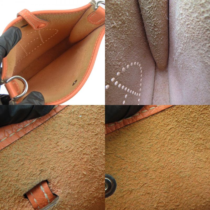 Hermes Shoulder Bag Evelyn TPM Togo Salmon Pink Red Silver Hardware □Q Engraved